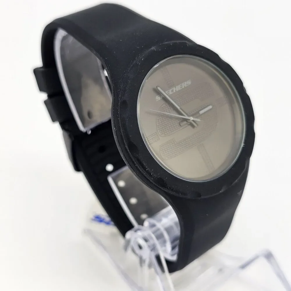 Skechers Unisex Watch‎ 42MM Black Dial Black Plastic Band Straps New Battery